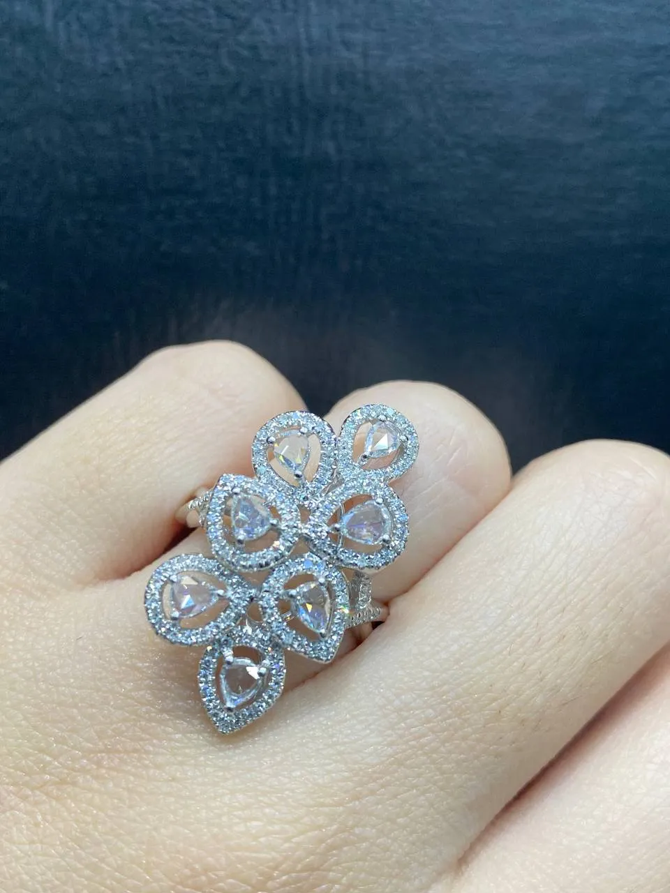 PREORDER | Pear Diamantes Cluster Shape Diamond Ring 14kt