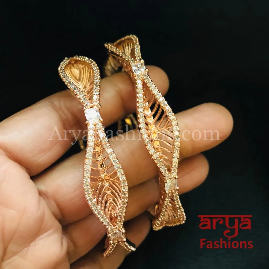 Rinisha Rose Gold Cubic Zirconia Statement Bangles