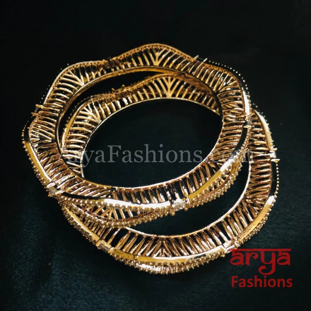 Rinisha Rose Gold Cubic Zirconia Statement Bangles