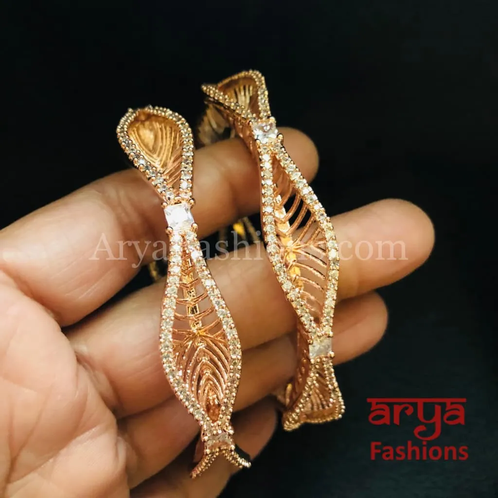Rinisha Rose Gold Cubic Zirconia Statement Bangles