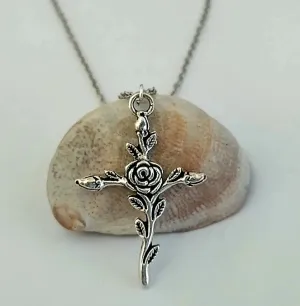Rose Of Sharon Ornate Cross Necklace