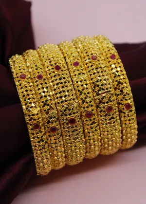 RUBY STONE 6 PC BANGLES