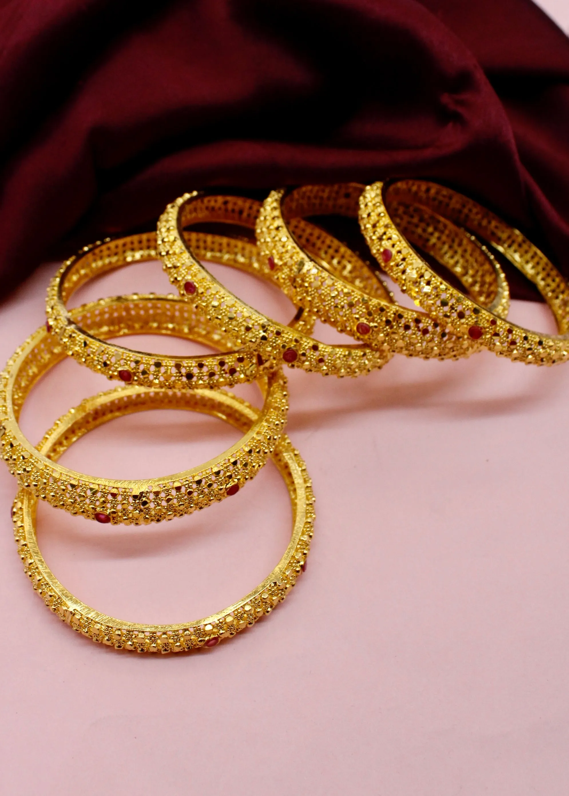 RUBY STONE 6 PC BANGLES