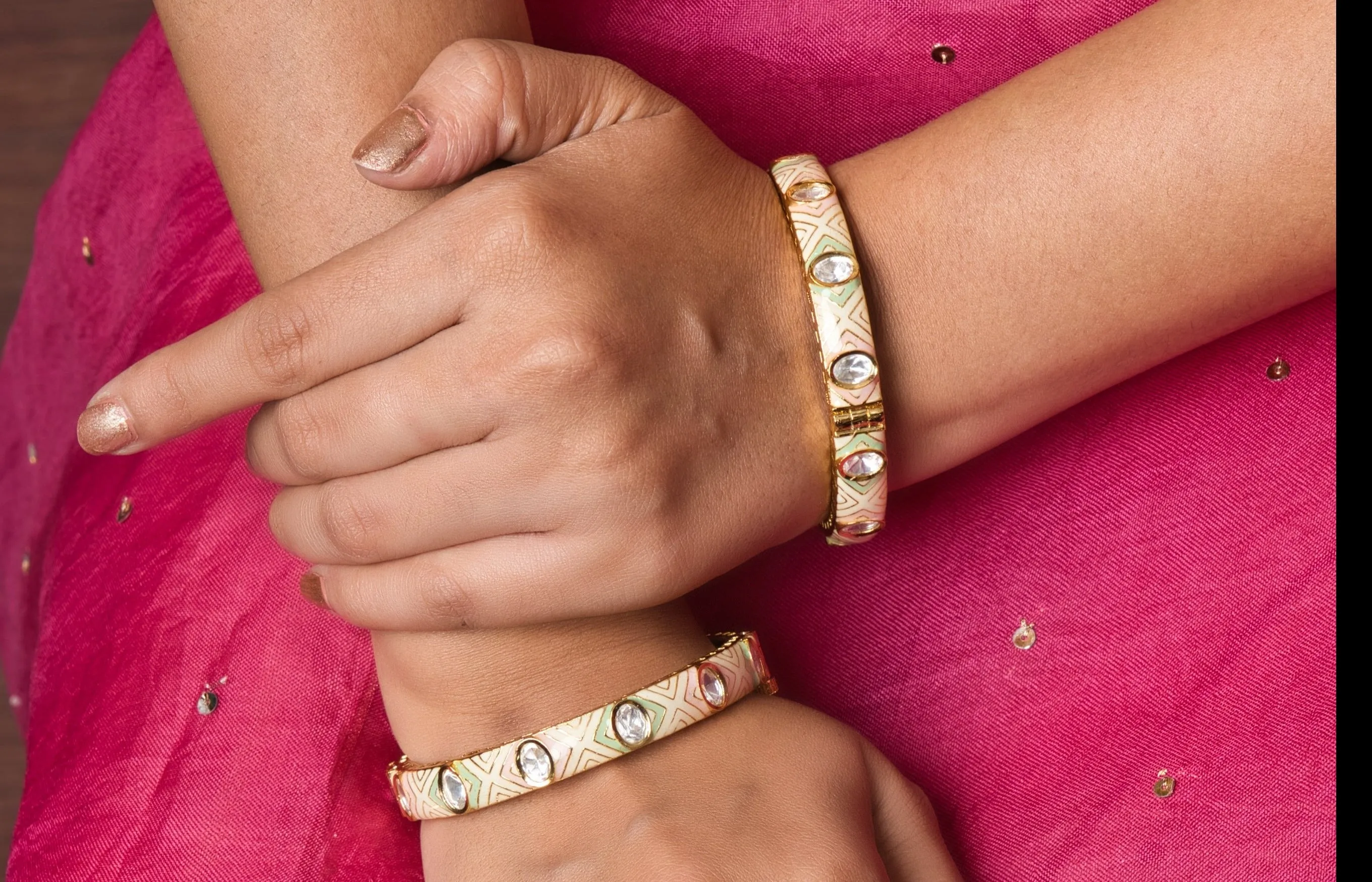Sasha Creamy Elegance Meenakari Bangles - Openable