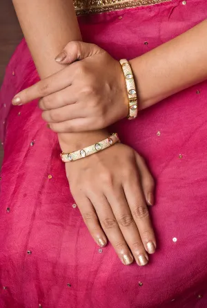 Sasha Creamy Elegance Meenakari Bangles - Openable