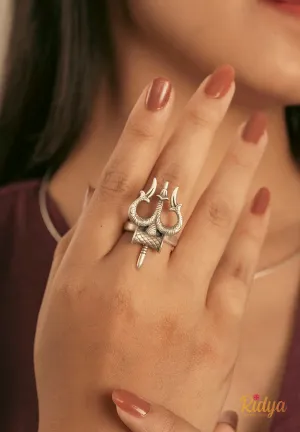 Shiva Trishul Statement Ring