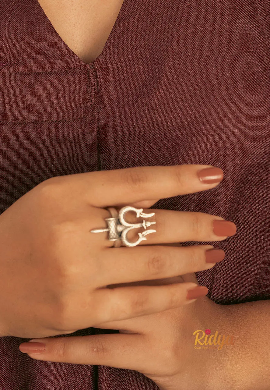 Shiva Trishul Statement Ring