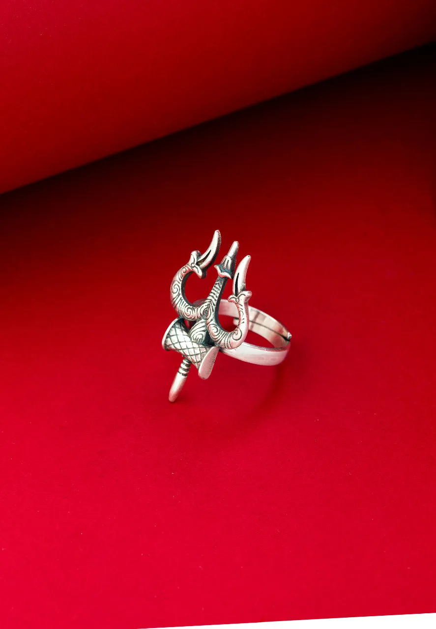 Shiva Trishul Statement Ring