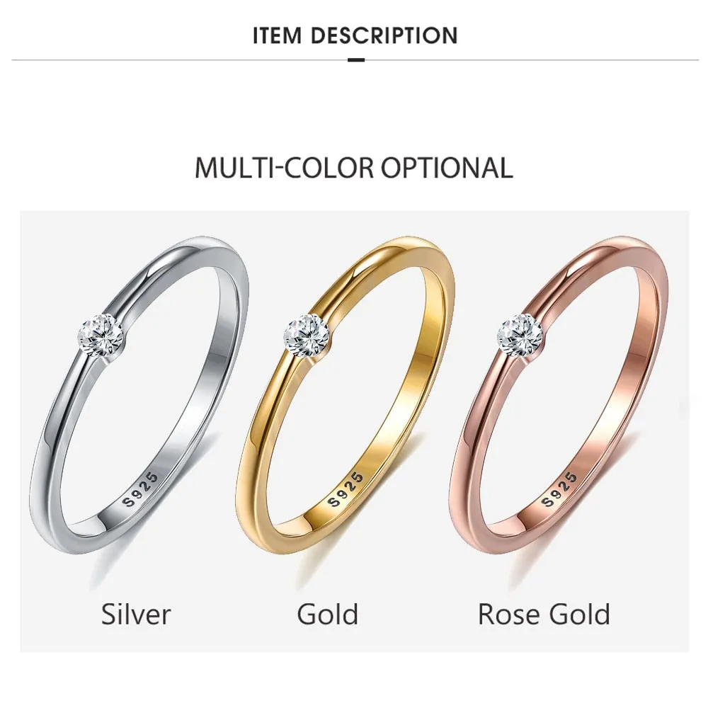Silver Inlaid With Cubic Zircon Customize Ring Simple Multi-color