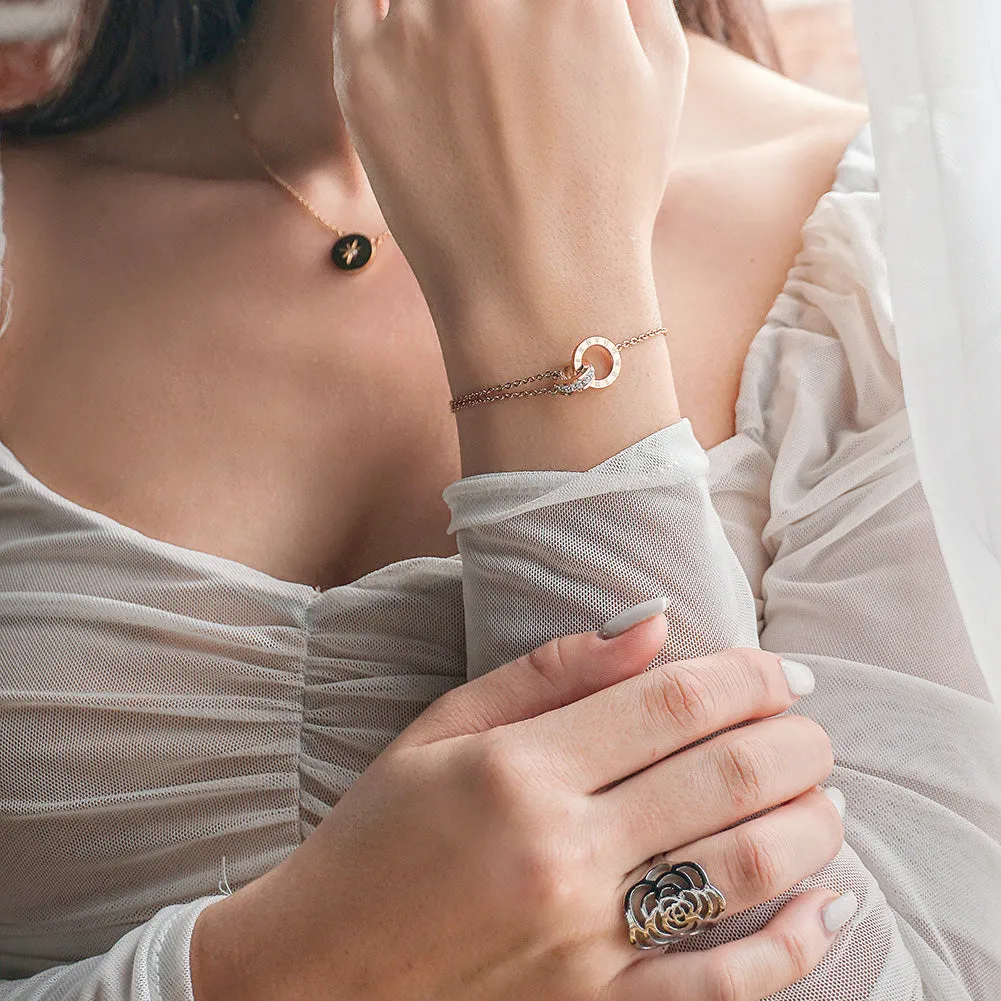SILVER ROSE RING