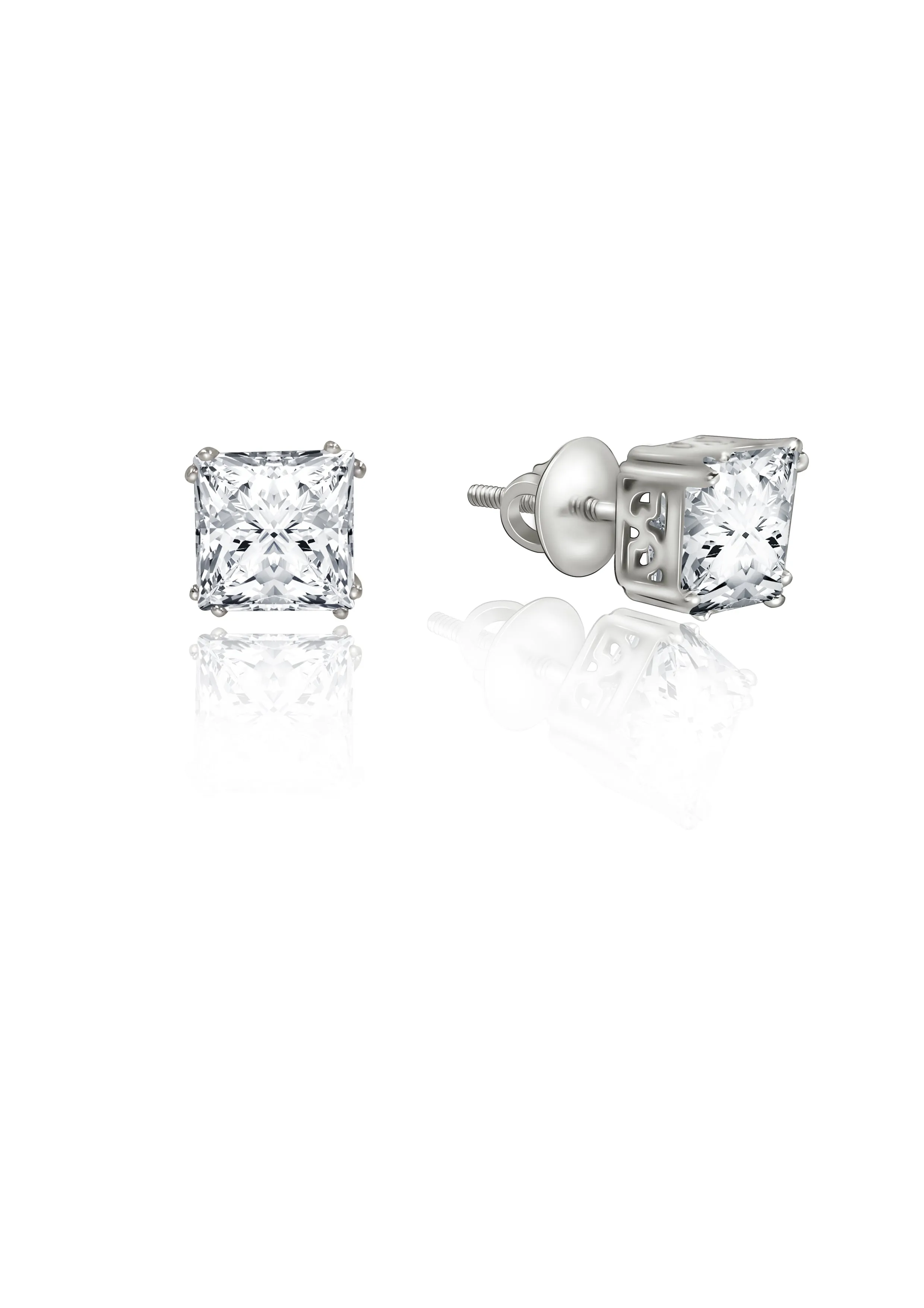 Silver Square Zircon Studs