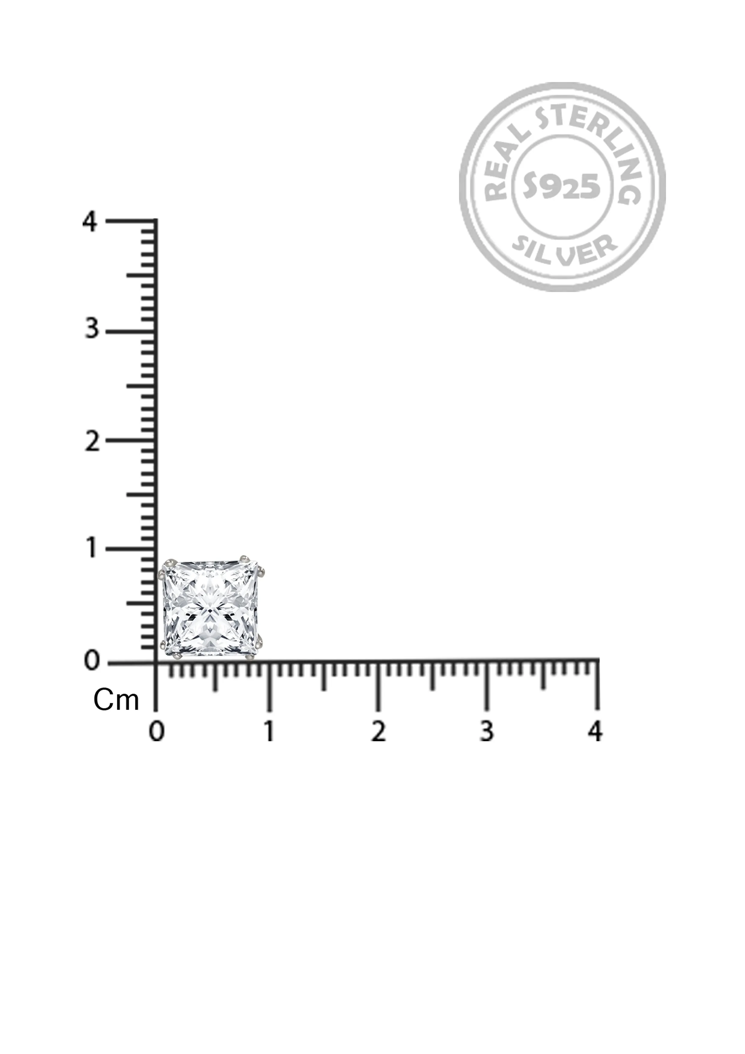 Silver Square Zircon Studs