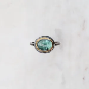 Small Oval Crescent Rim Ring - Green Kyanite