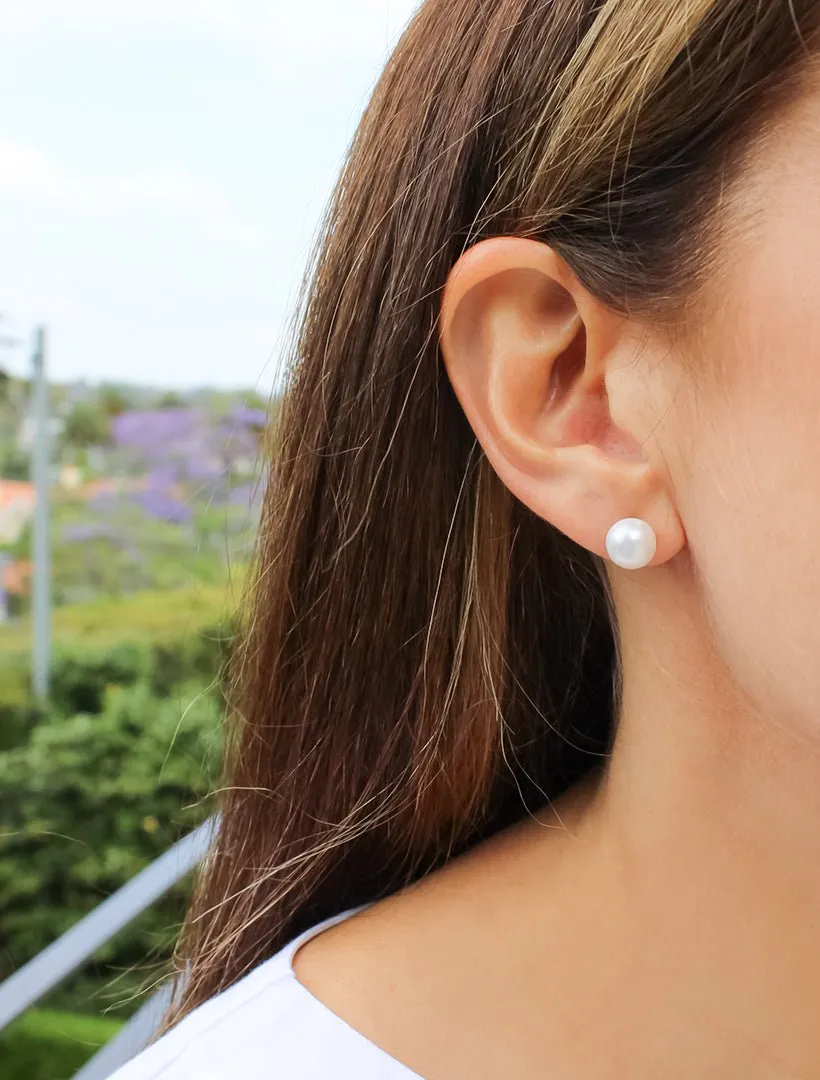 Small Pearl Stud White