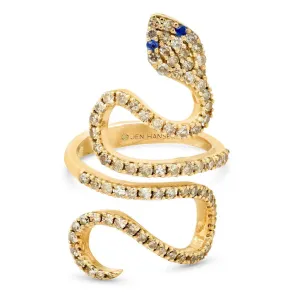 SNAKE DIAMOND & SAPPHIRE RING, GOLD