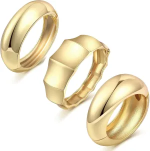 SONNYX 1-3 PCS Chunky Gold Bangle Bracelets for Women Trendy Open Wide Cuff Bracelet Irregular Wrist Cuff Wrap Bracelet Bangle Jewelry