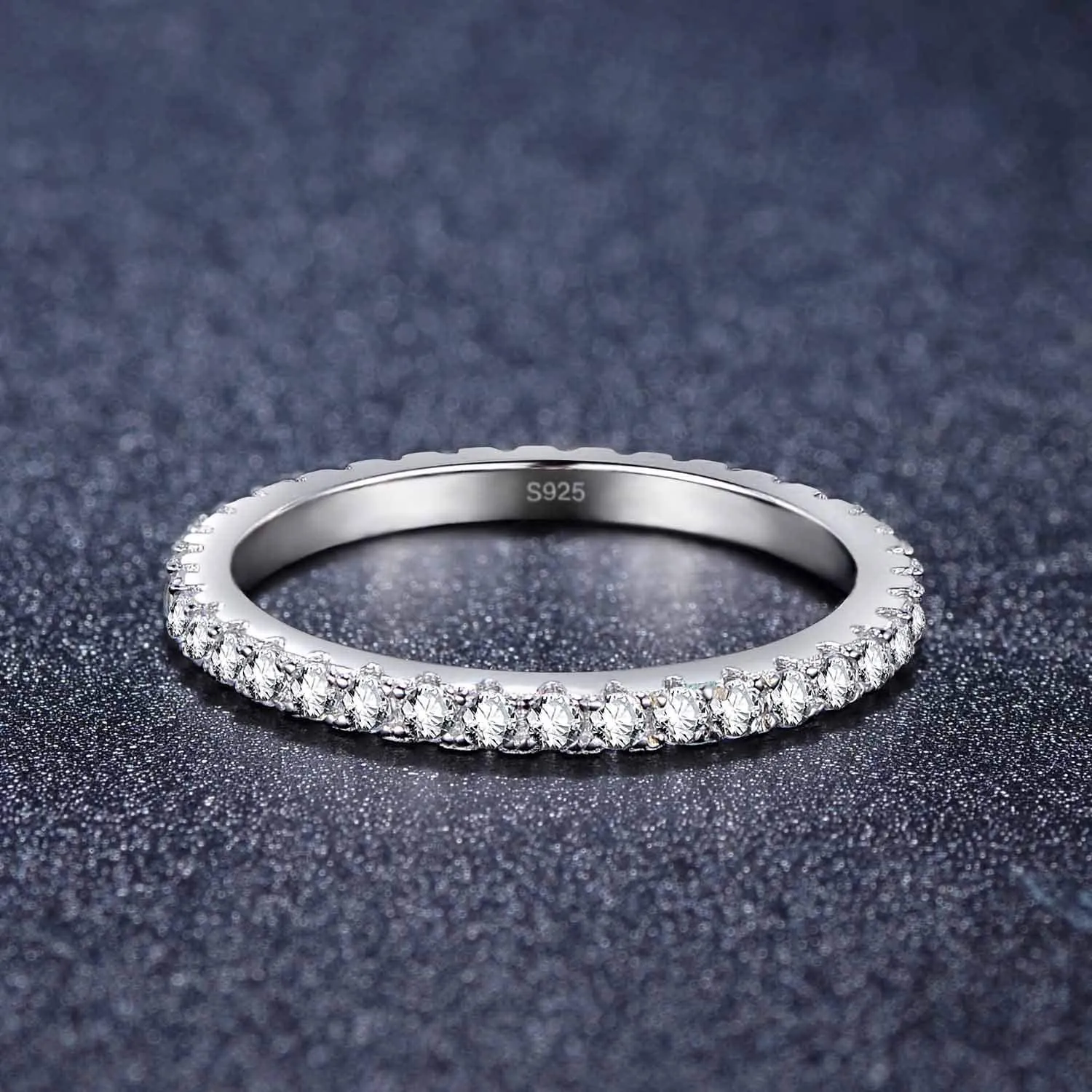 Sterling Silver Full Pave Cubic Zirconia Eternity Ring