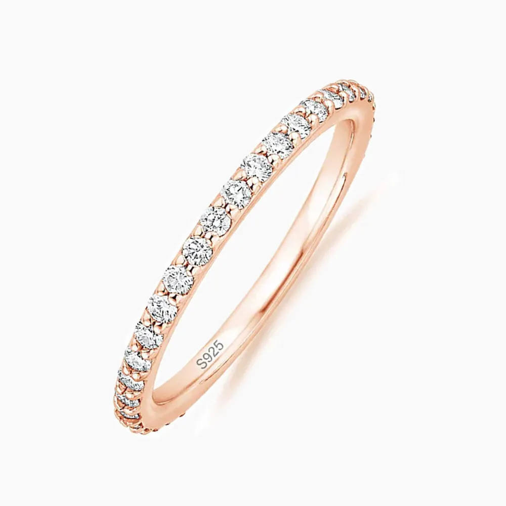 Sterling Silver Full Pave Cubic Zirconia Eternity Ring