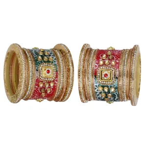 Sukriti Beautiful Ethnic Handcrafted Kundan Seep Chuda Wedding Bangles Jewellery for Women – Set of 18