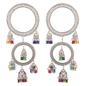 Sukriti Designer Stylish Ethnic Jhumki Tassel Latkan Oxidized Bangles for Girls & Women - Set of 2