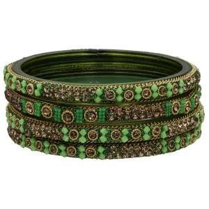 Sukriti Handcrafted Glossy Zircon Crystal Glass Bangles for Women – Set of 4