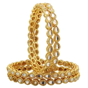 Sukriti Indian Ethnic Royal Gold Plated Kundan Bangles Wedding Jewelry for Women & Girls - Set of 4