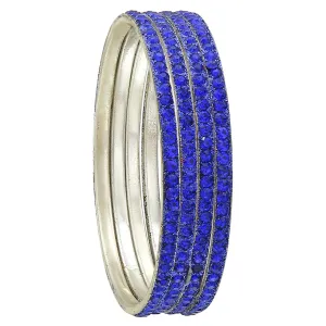 Sukriti Partywear Traditional Brass Blue Bangles for Women - Set of 4