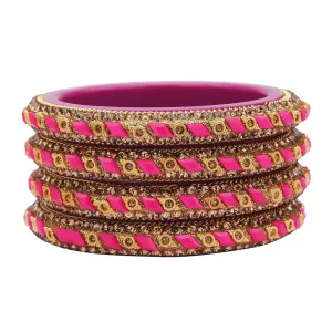 Sukriti Rajasthani Contemporary Magenta Kada Seep Acrylic Bangles for Girls & Women – Set of 4