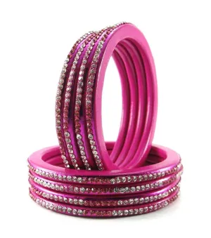 Sukriti Rajasthani Ethnic Magenta Lac Bangles for Women - Set of 8