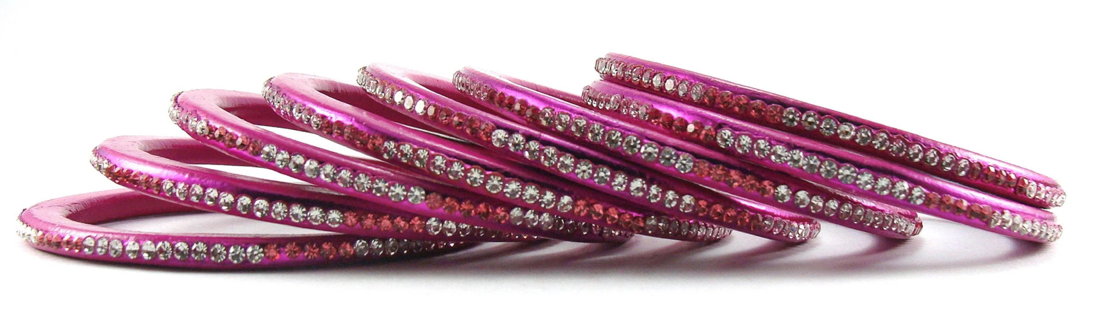 Sukriti Rajasthani Ethnic Magenta Lac Bangles for Women - Set of 8