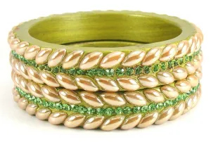 Sukriti Rajasthani Green Lac Bangles for Women - Set of 2