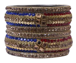 Sukriti Rajasthani Kundan Multi-Color Brass Bangles for Women - Set of 6