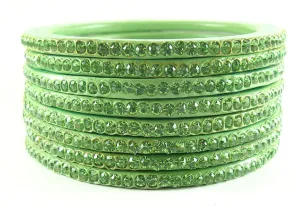 Sukriti Rajasthani Traditional Green Lac Bangles for Women - Set of 8
