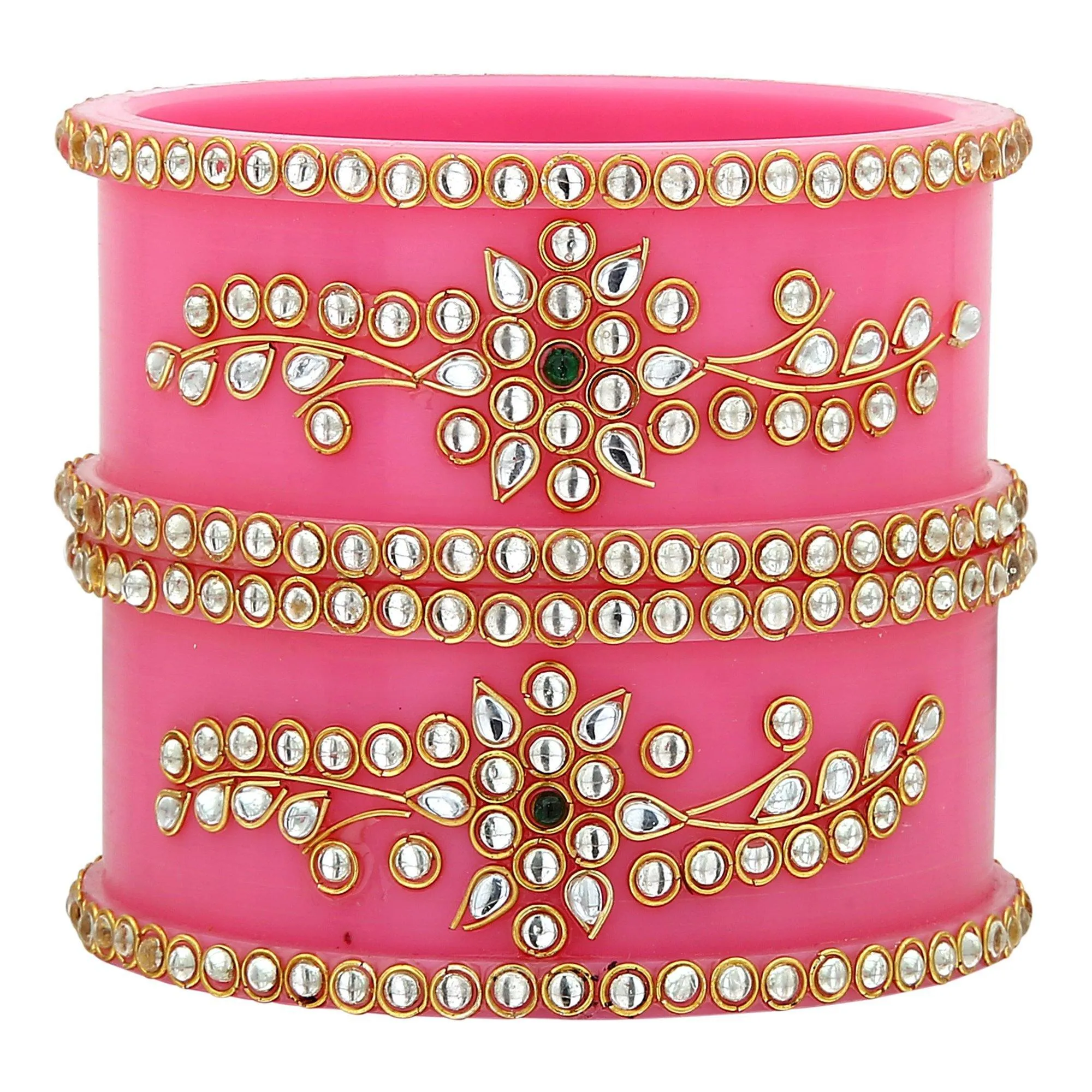 Sukriti Royal Wedding Kundan Acrylic Bracelet Bangles Bridal Jewelry for Women & Girls - Set of 2