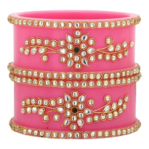 Sukriti Royal Wedding Kundan Acrylic Bracelet Bangles Bridal Jewelry for Women & Girls - Set of 2