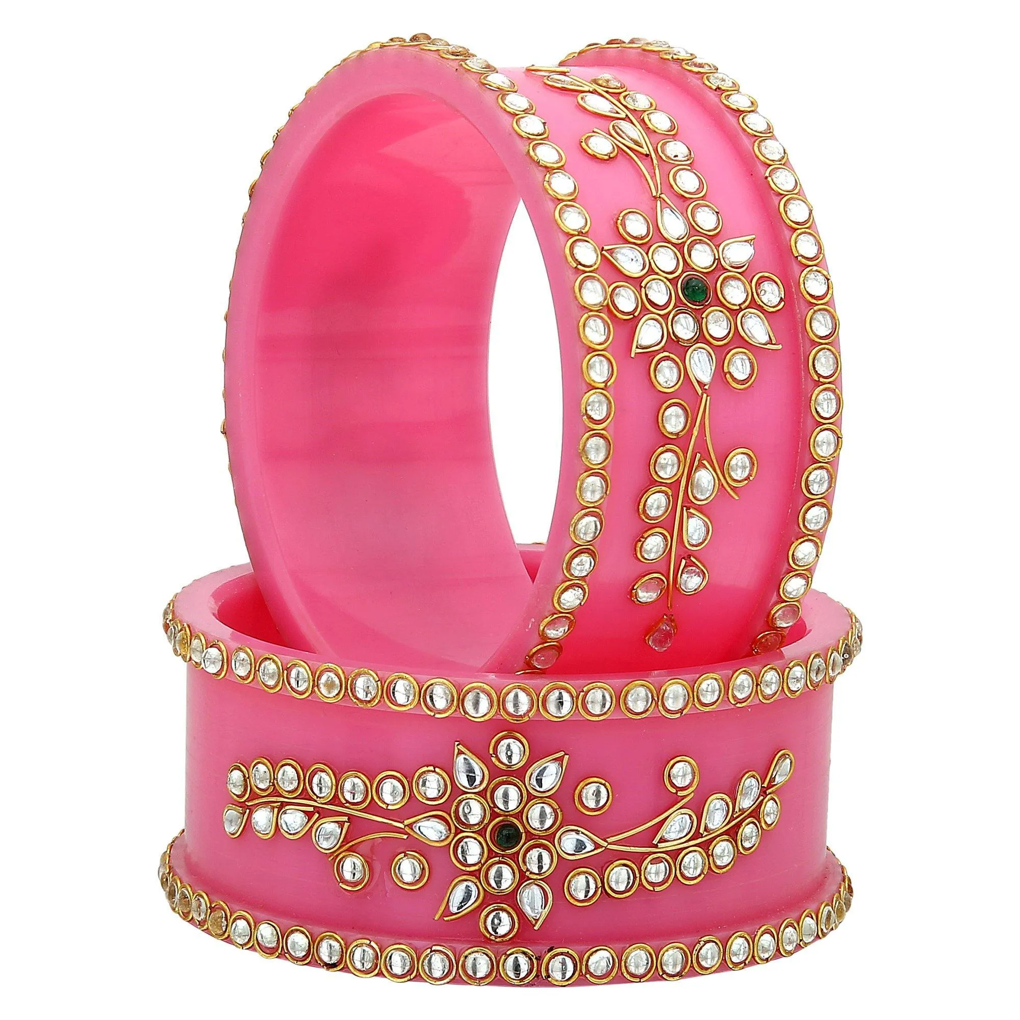 Sukriti Royal Wedding Kundan Acrylic Bracelet Bangles Bridal Jewelry for Women & Girls - Set of 2