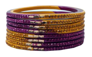 Sukriti Traditional Yellow-Magenta Lac Bangles for Women - Set of 8