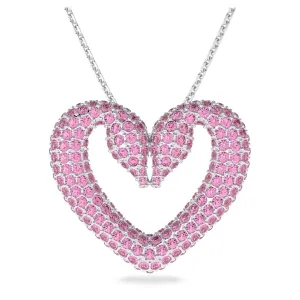 Swarovski Una Pendant, Heart, Medium, Pink, Rhodium Plated -5631931