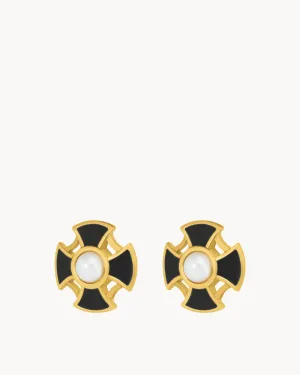 Timeless Maltese Cross Ħabbata Studs, Gold