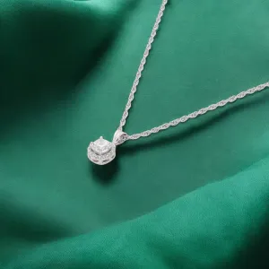 Timeless Spark Sterling Silver Round Halo Pendant Necklace | SKU : 0003579251, 0021424144, 0021424151
