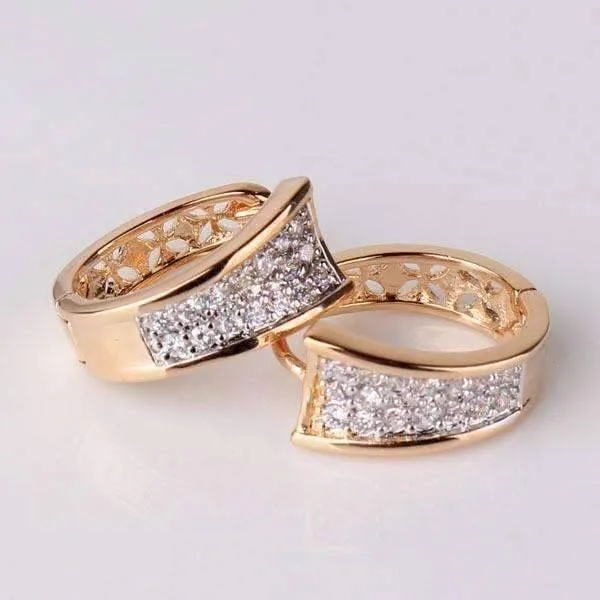 Triple Pave Filigree Petite Hoops 18k Gold Plated