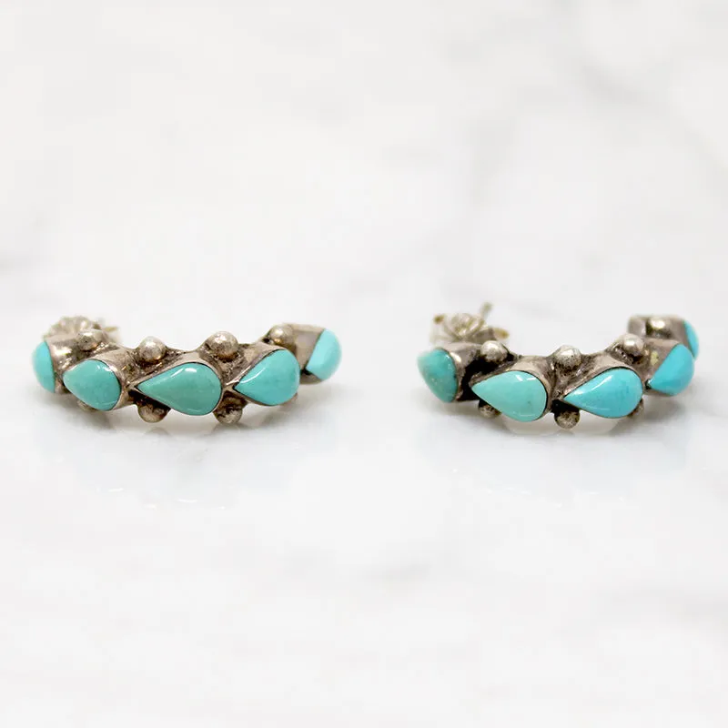 Turquoise Teardrop Hoops in Delicate Colors