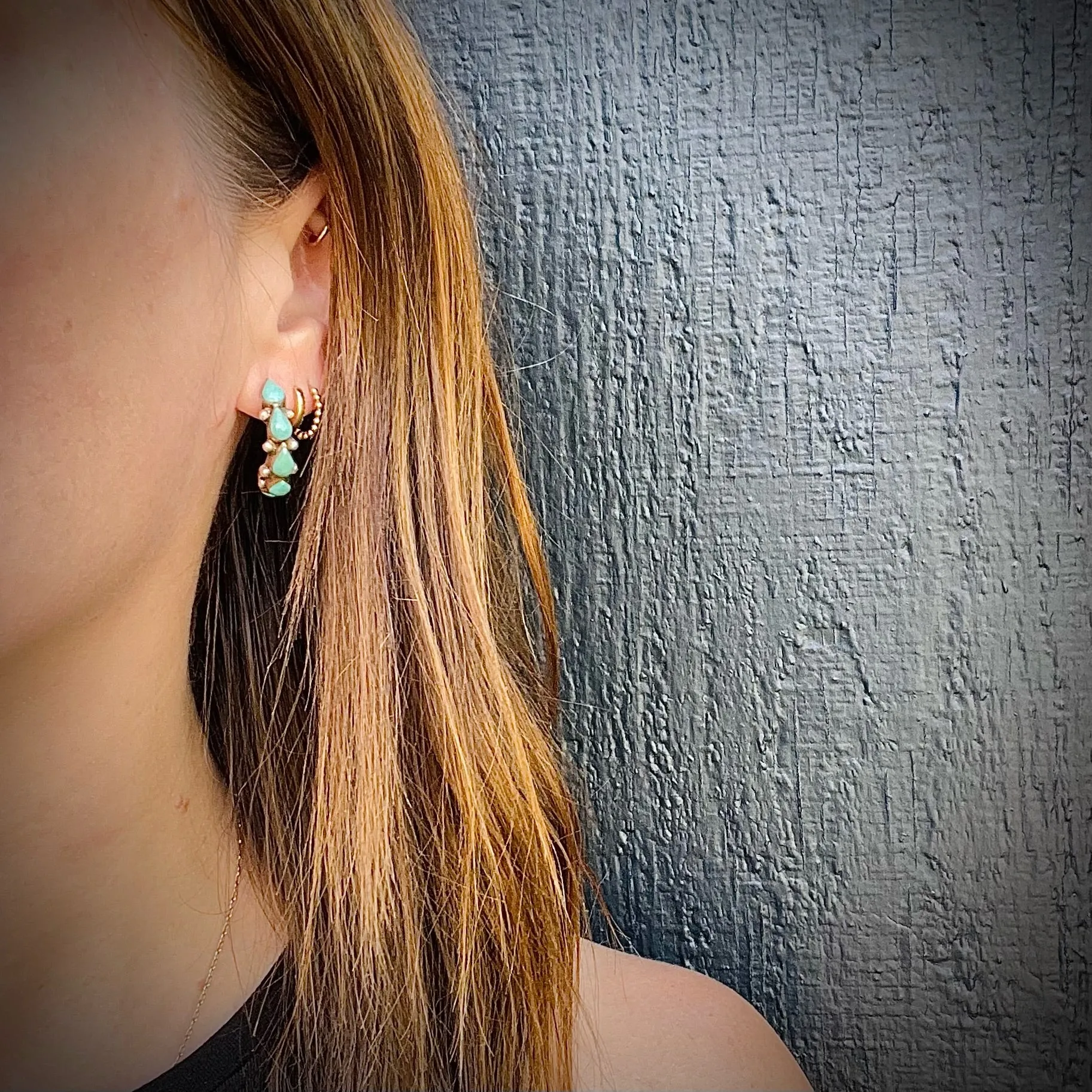 Turquoise Teardrop Hoops in Delicate Colors