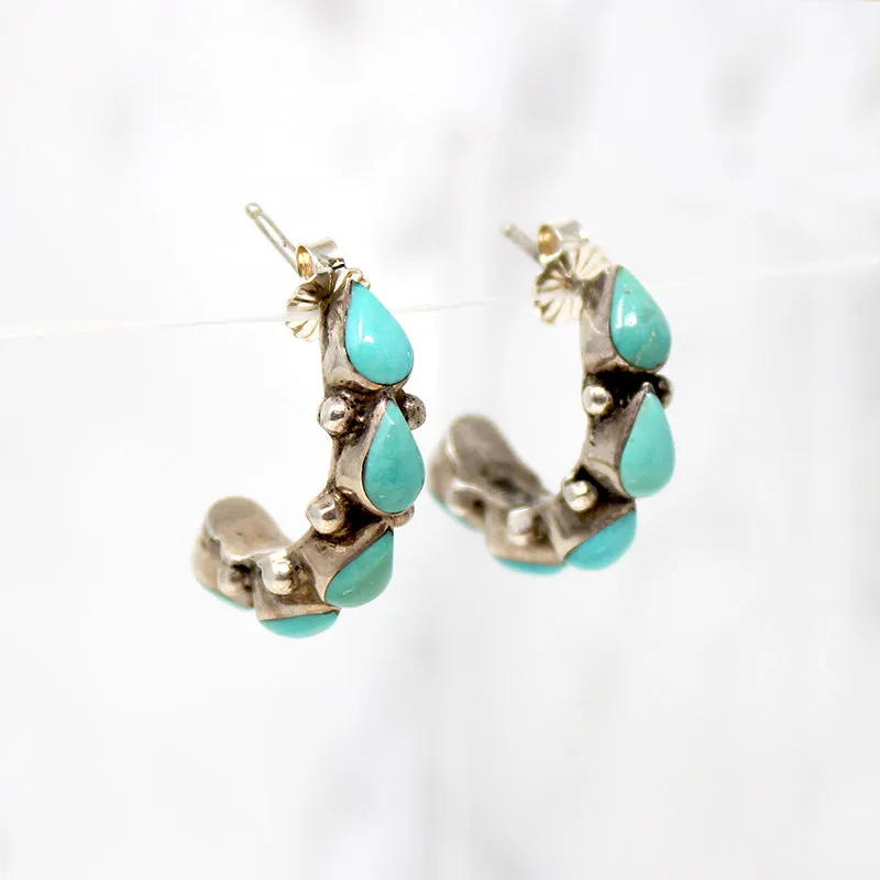 Turquoise Teardrop Hoops in Delicate Colors