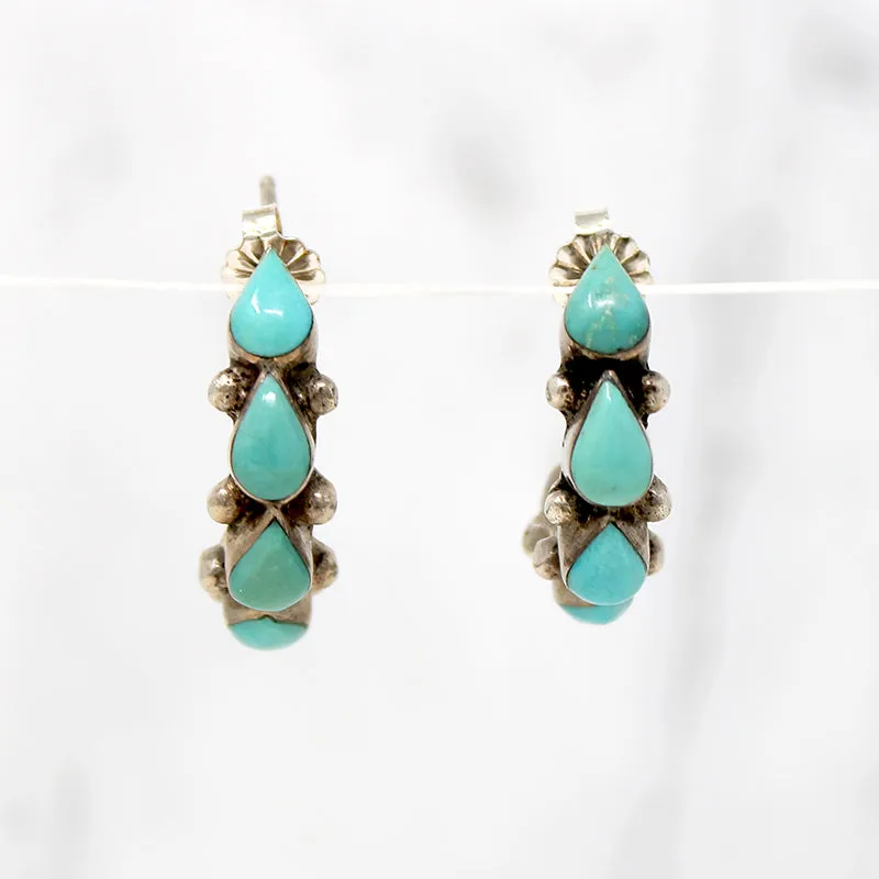 Turquoise Teardrop Hoops in Delicate Colors