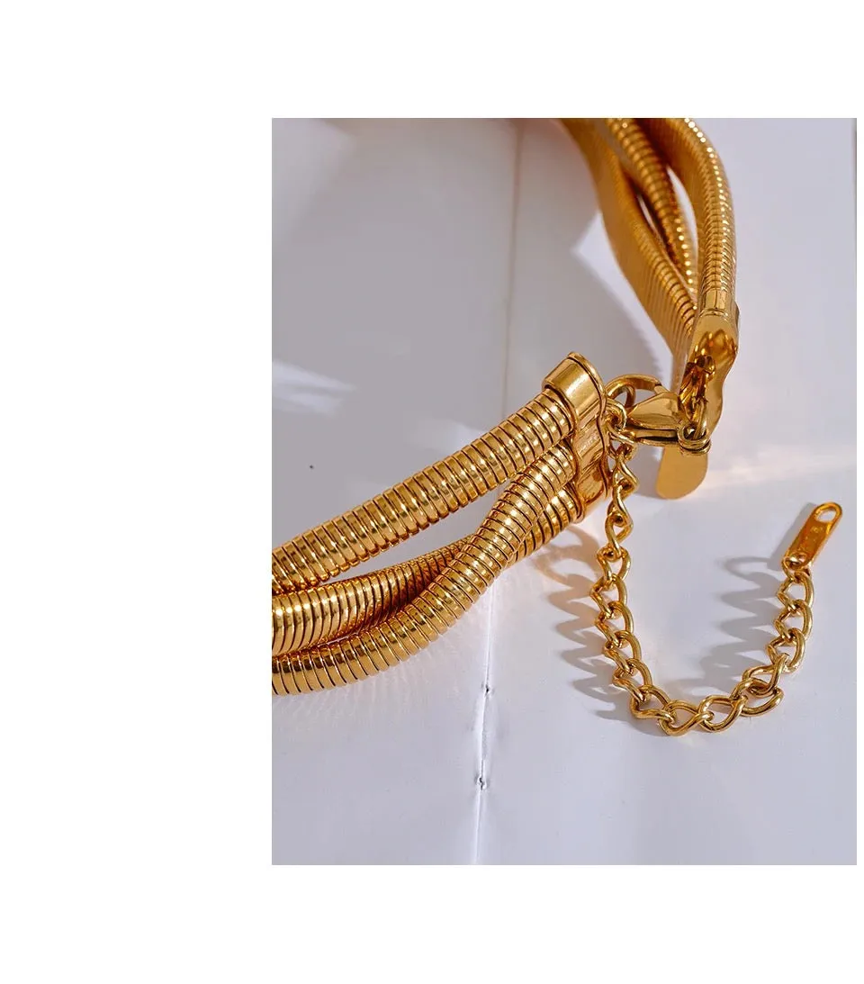 Twisted Plait Gold Choker / Bracelet - 18K Gold Coated