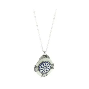 Vintage 1940s Medallion Silver Pendant Necklace