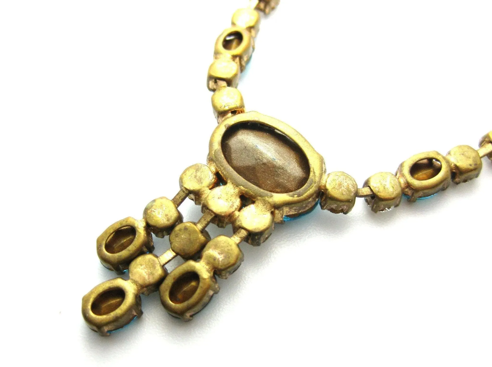 Vintage 1940s Turquoise Diamante Necklace
