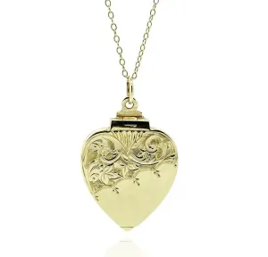 Vintage 1960s Ornate Heart Locket Necklace