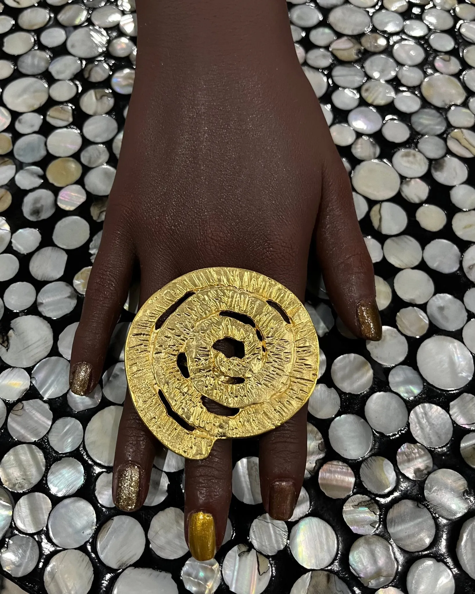 Vortex Plated Brass Statement Adjustable Ring
